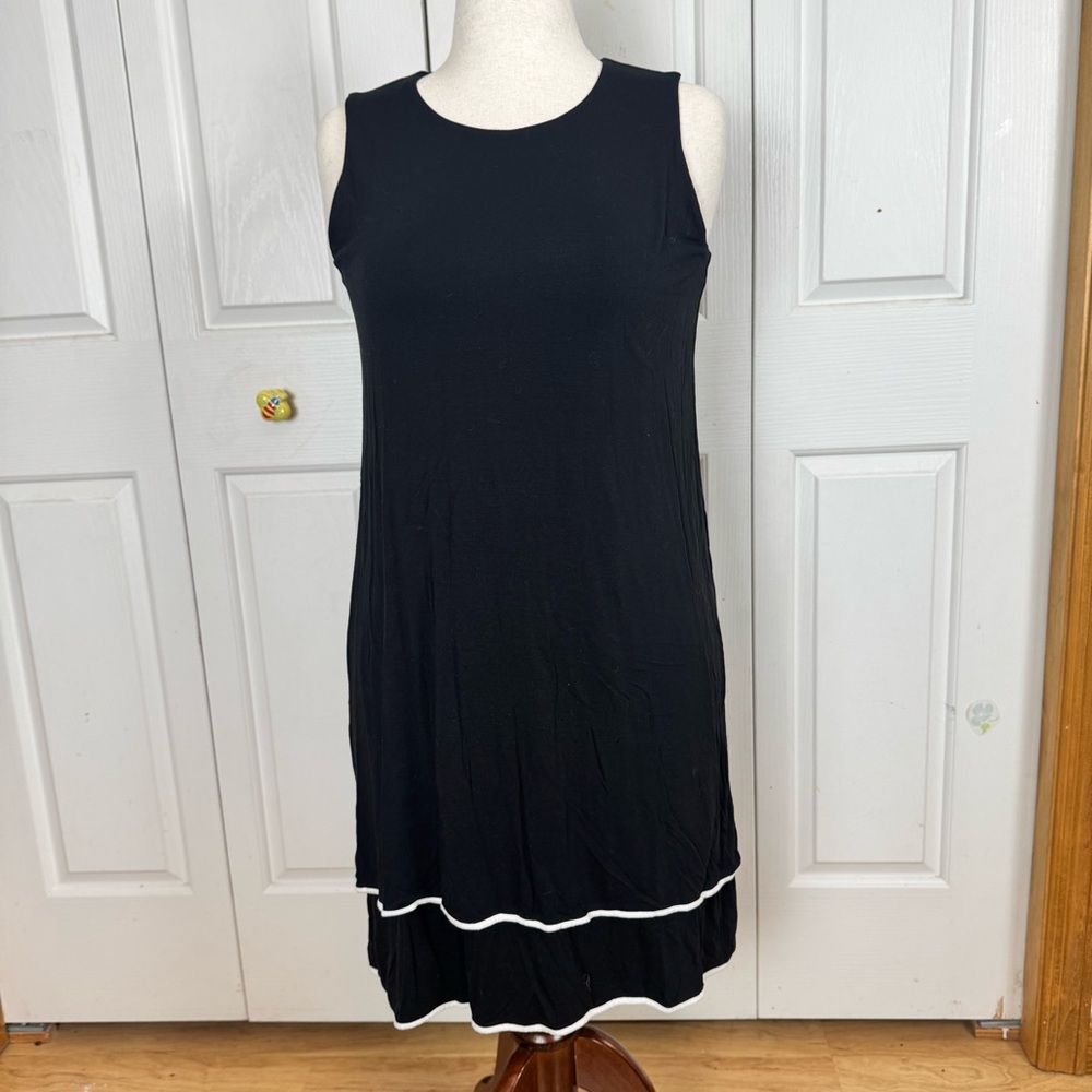 J. Jill Black Sleeveless Dress with White Accents - Picture 1 of 6